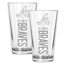 2pk 16oz Pint Glass, ETC, Pinnacle Design, Atlanta Braves
