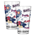 2pk 16oz Pint Glass, Direct Print, Flowers Design | Atlanta Braves