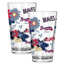 2pk 16oz Pint Glass, Direct Print, Flowers Design | Atlanta Braves