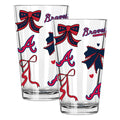  Braves 2pk 16oz Bow Pint Glass 