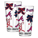  Braves 2pk 16oz Bow Pint Glass 