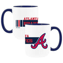 2pk 15oz White Mug w/Navy I/C, Dash Design, Atlanta Braves