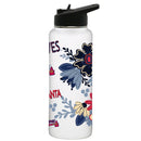 34oz White Quencher Water Bottle, Direct Print, Flowers Design | Atlanta Braves