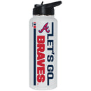 34oz White Quencher Bottle, DP, Let's Go Team Dash, Atlanta Braves
