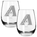 2pk 15oz Stemless Wine Glass, ETC, Arizona Diamondbacks