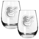 2pk 15oz Stemless Wine Glass, ETC, Baltimore Orioles