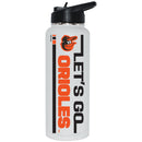 34oz White Quencher Bottle, DP, Let's Go Team Dash, Baltimore Orioles
