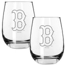 2pk 15oz Stemless Wine Glass, ETC, Boston Red Sox