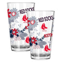 2pk 16oz Pint Glass, Direct Print, Flowers Design | Boston Red Sox