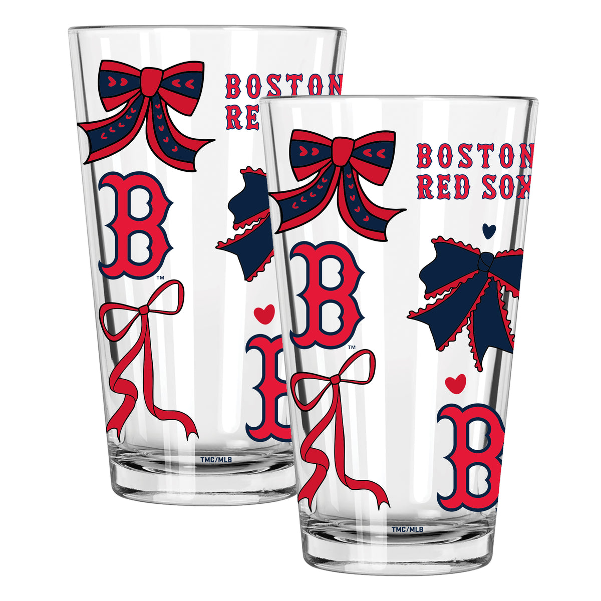  Red Sox 2pk 16oz Bow Pint Glass 