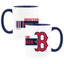 2pk 15oz White Mug w/Navy I/C, Dash Design, Boston Red Sox