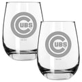 2pk 15oz Stemless Wine Glass, ETC, Chicago Cubs