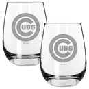 2pk 15oz Stemless Wine Glass, ETC, Chicago Cubs
