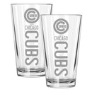 2pk 16oz Pint Glass, ETC, Pinnacle Design, Chicago Cubs