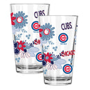 2pk 16oz Pint Glass, Direct Print, Flowers Design | Chicago Cubs
