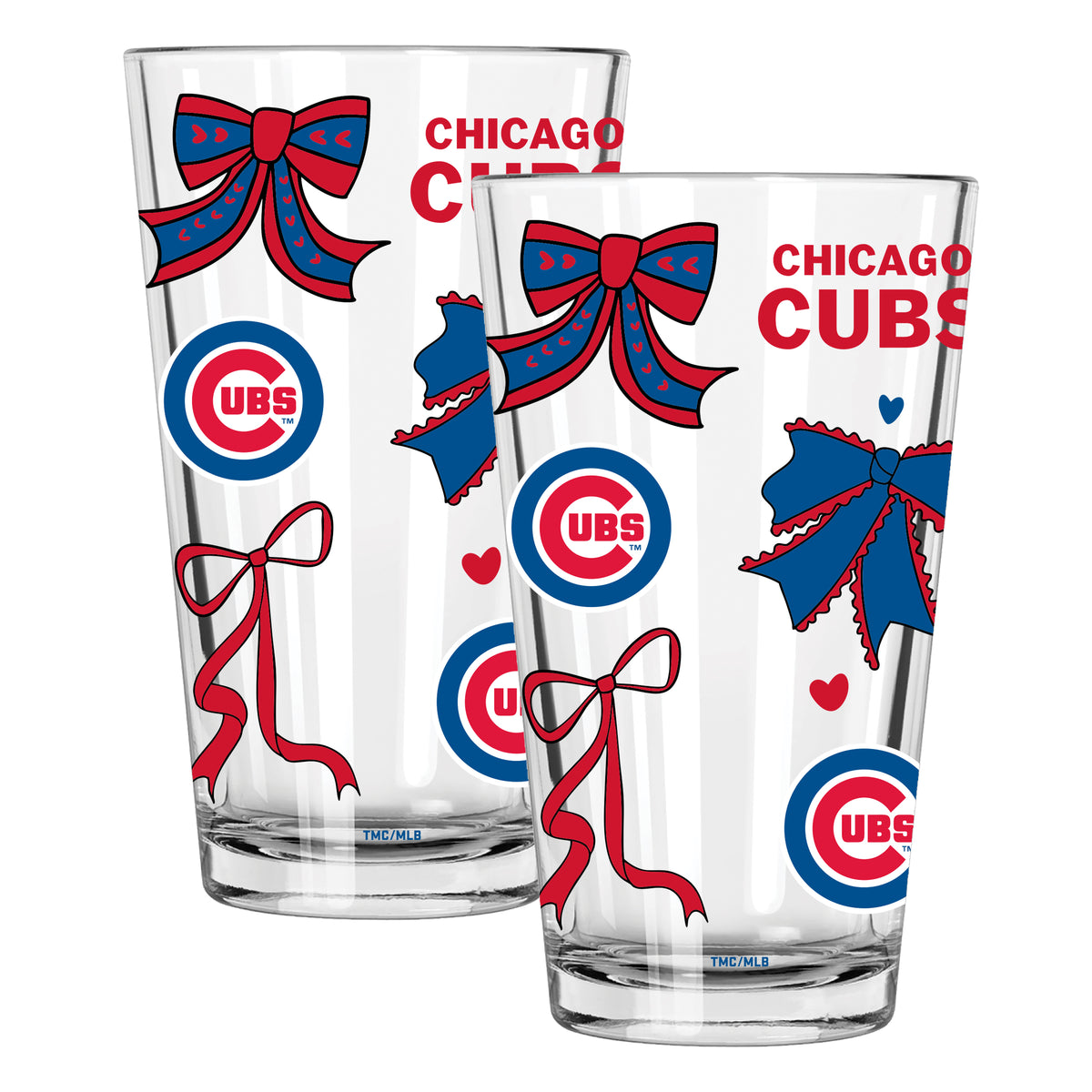  Cubs 2pk 16oz Bow Pint Glass 