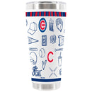 30oz White Stainless Steel Tumbler, Direct Print, Sketchpad Design | Chicago Cubs