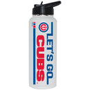 34oz White Quencher Bottle, DP, Let's Go Team Dash, Chicago Cubs
