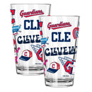 2pk 16oz Pint Glass, Direct Print, Loco Design | Cleveland Guardians