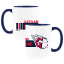 2pk 15oz White Mug w/Navy I/C, Dash Design, Cleveland Guardians