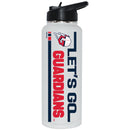 34oz White Quencher Bottle, DP, Let's Go Team Dash, Cleveland Guardians
