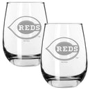 2pk 15oz Stemless Wine Glass, ETC, Cincinnati Reds