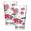2pk 16oz Pint Glass, Direct Print, Flowers Design | Cincinnati Reds