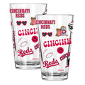 2pk 16oz Pint Glass, Direct Print, Loco Design | Cincinnati Reds