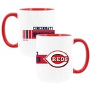 2pk 15oz White Mug w/Red I/C, Dash Design, Cincinnati Reds