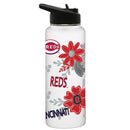 34oz White Quencher Water Bottle, Direct Print, Flowers Design | Cincinnati Reds