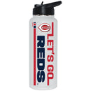 34oz White Quencher Bottle, DP, Let's Go Team Dash, Cincinnati Reds