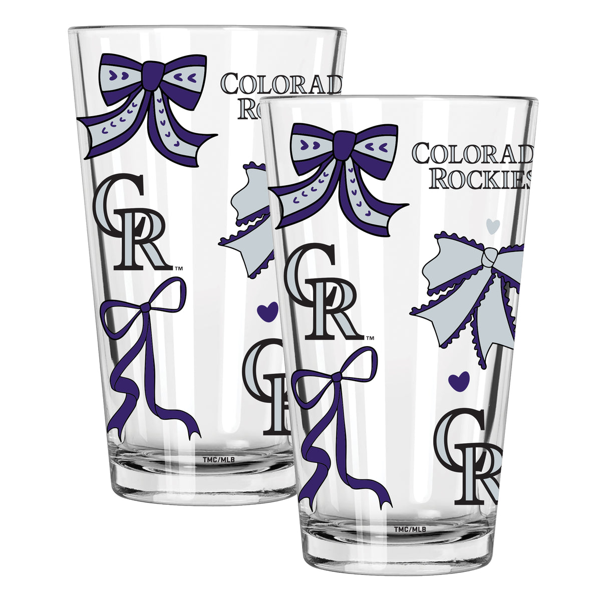  Rockies 2pk 16oz Bow Pint Glass 