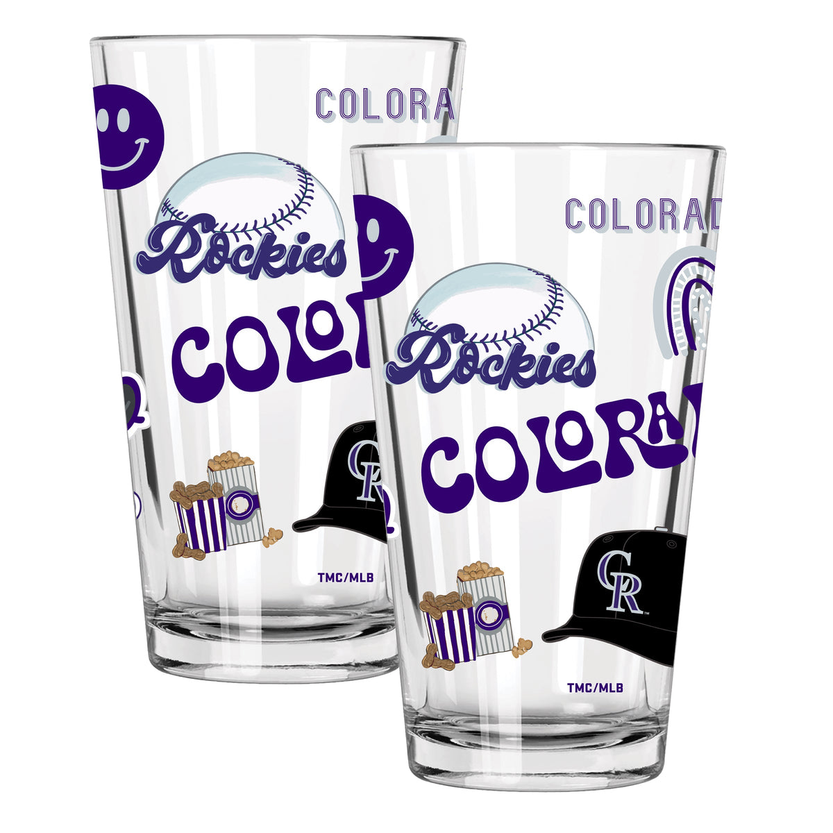 2pk 16oz Pint Glass, Direct Print, Loco Design | Colorado Rockies