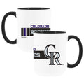 2pk 15oz White Mug w/Black I/C, Dash Design, Colorado Rockies