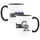 2pk 15oz White Mug w/Black I/C, Dash Design, Colorado Rockies