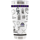 30oz White Stainless Steel Tumbler, Direct Print, Sketchpad Design | Colorado Rockies