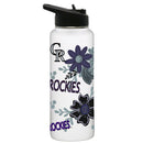 34oz White Quencher Water Bottle, Direct Print, Flowers Design | Colorado Rockies