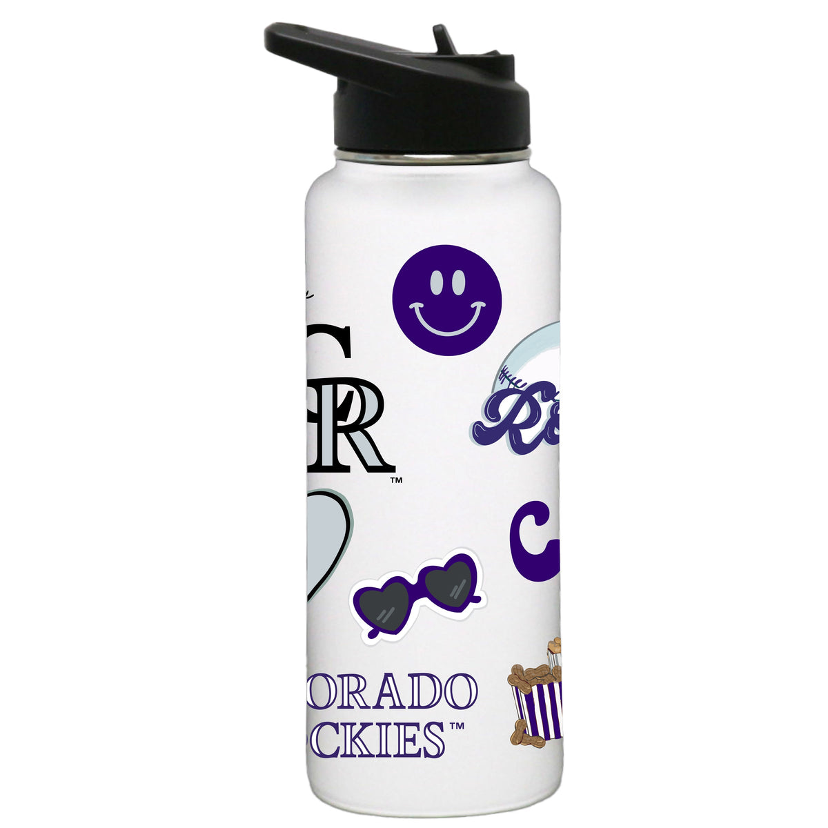 34oz Quencher, White with Loco Design | Colorado Rockies