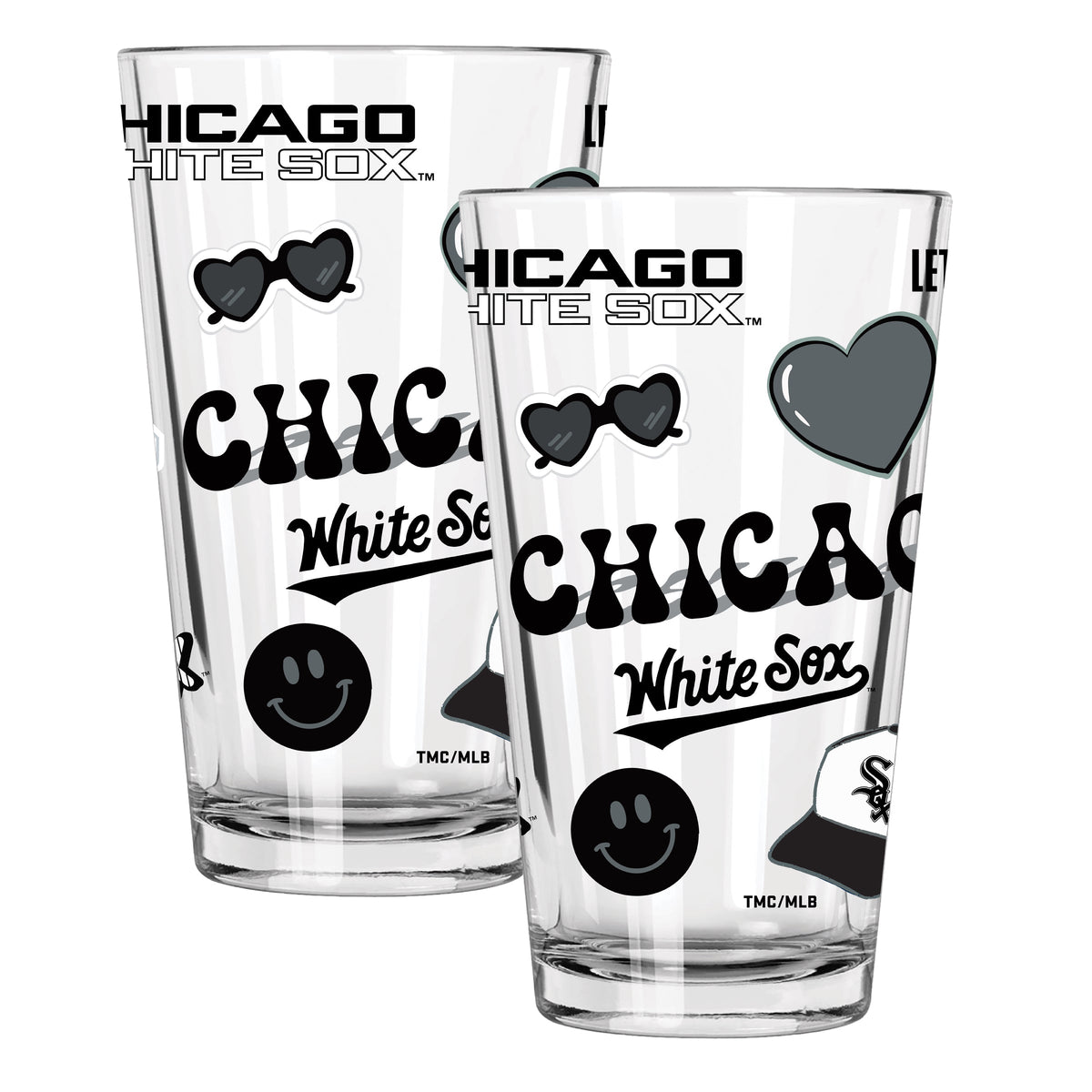 2pk 16oz Pint Glass, Direct Print, Loco Design | Chicago White Sox