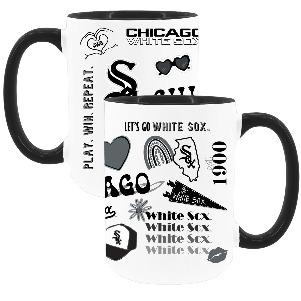 2pk 15oz White Mug with Black I/C | Chicago White Sox