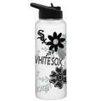 34oz White Quencher Water Bottle, Direct Print, Flowers Design | Chicago White Sox