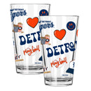 2pk 16oz Pint Glass, Direct Print, Loco Design | Detroit Tigers