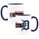 2pk 15oz White Mug w/Navy I/C, Dash Design, Detroit Tigers