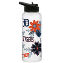 34oz White Quencher Water Bottle, Direct Print, Flowers Design | Detroit Tigers