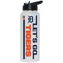 34oz White Quencher Bottle, DP, Let's Go Team Dash, Detroit Tigers