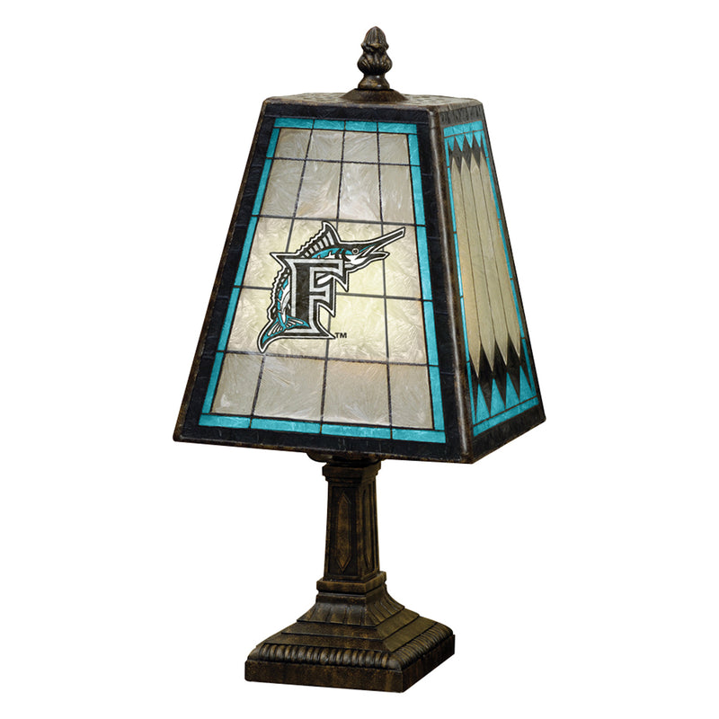14 Inch Art Glass Table Lamp | Miami Marlins