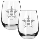 2pk 15oz Stemless Wine Glass, ETC, Houston Astros