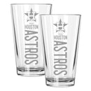 2pk 16oz Pint Glass, ETC, Pinnacle Design, Houston Astros