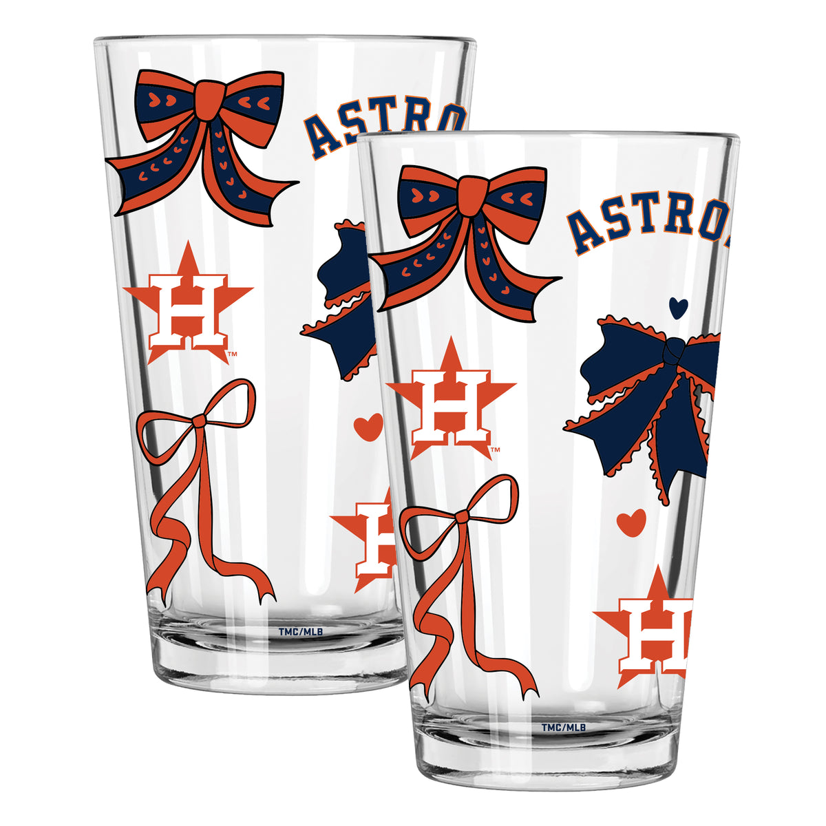  Astros 2pk 16oz Bow Pint Glass 