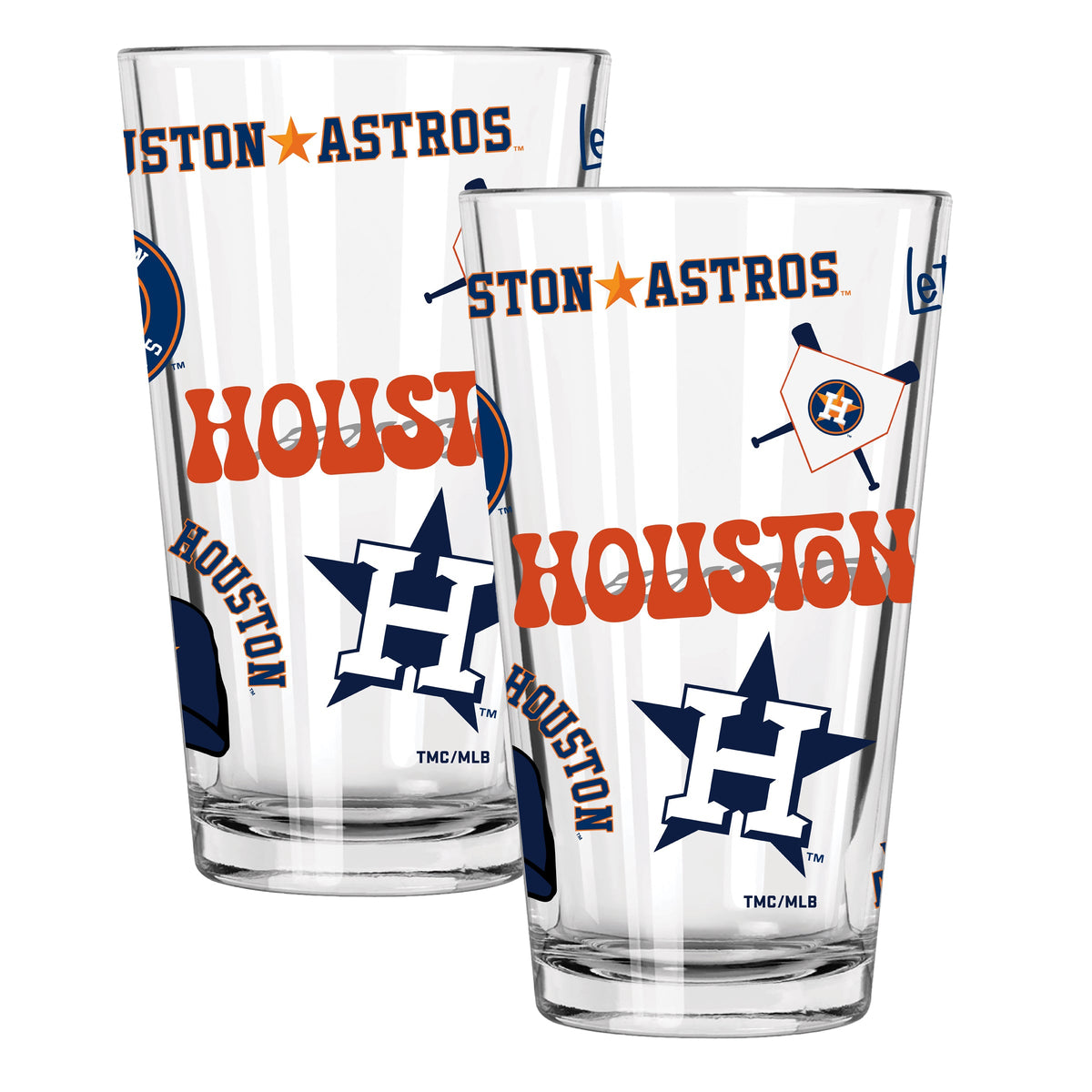 2pk 16oz Pint Glass, Direct Print, Loco Design | Houston Astros